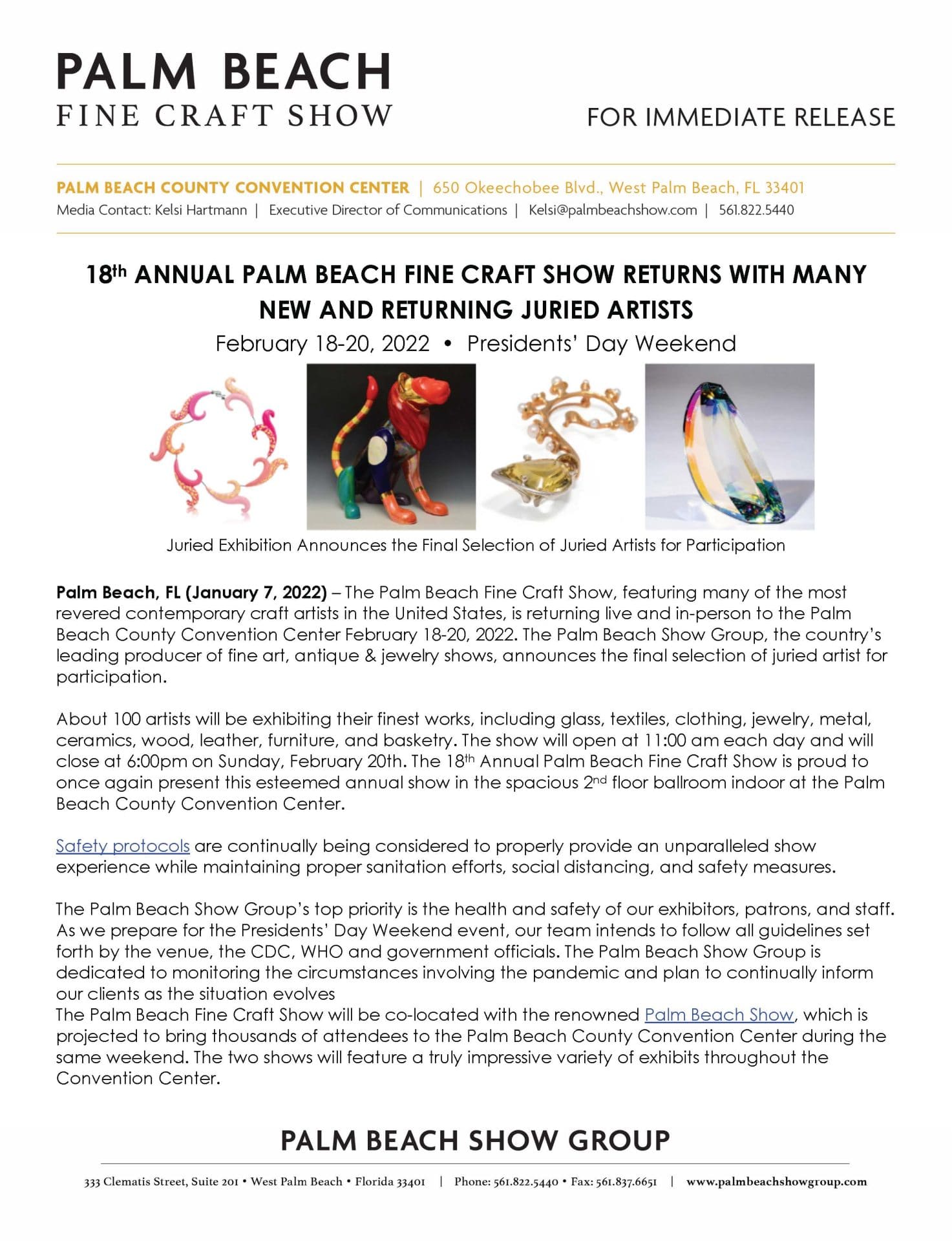 Press Releases Palm Beach Fine Craft Show